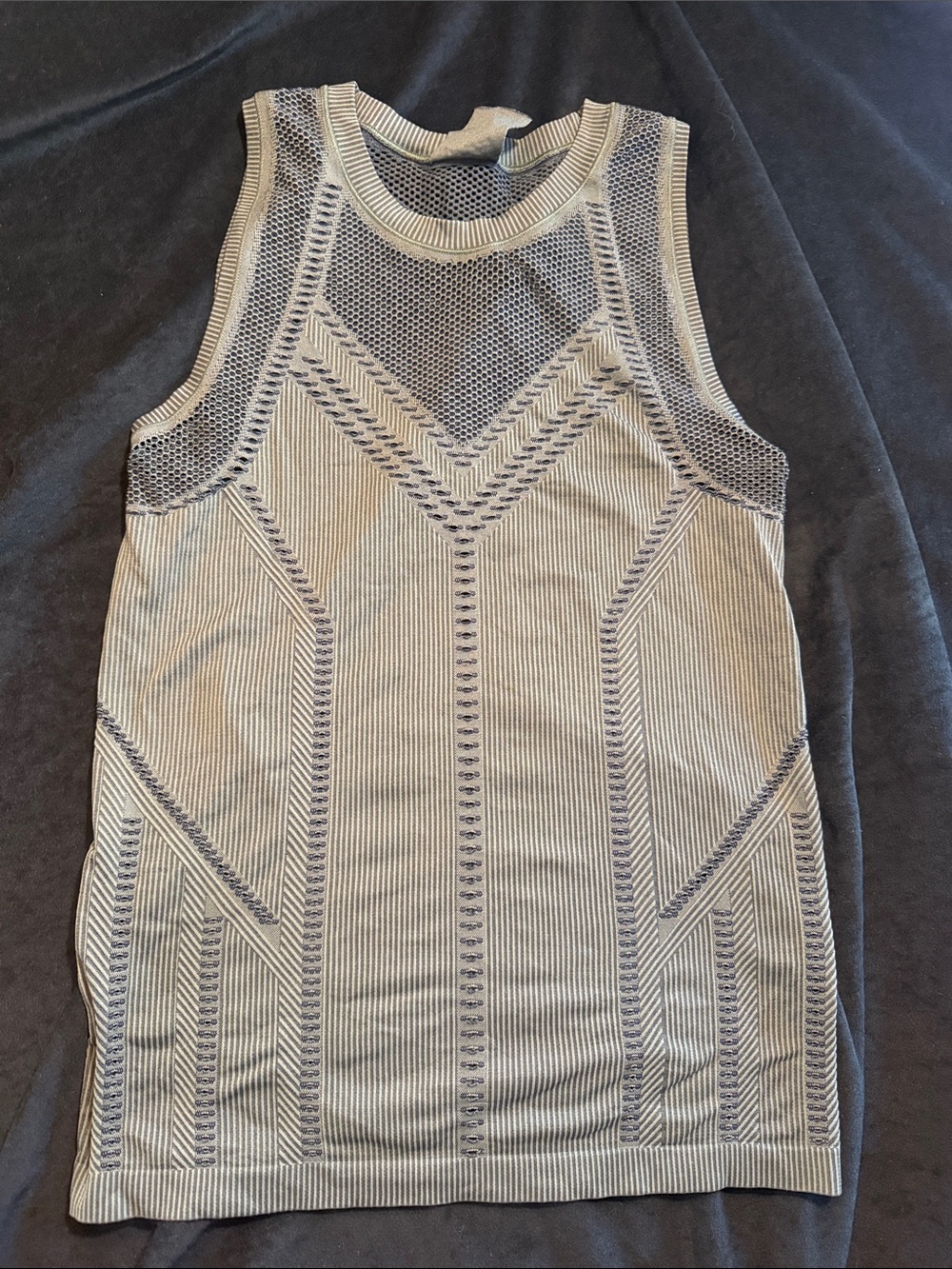 Athleta Cream Tank Top with Navy Trim